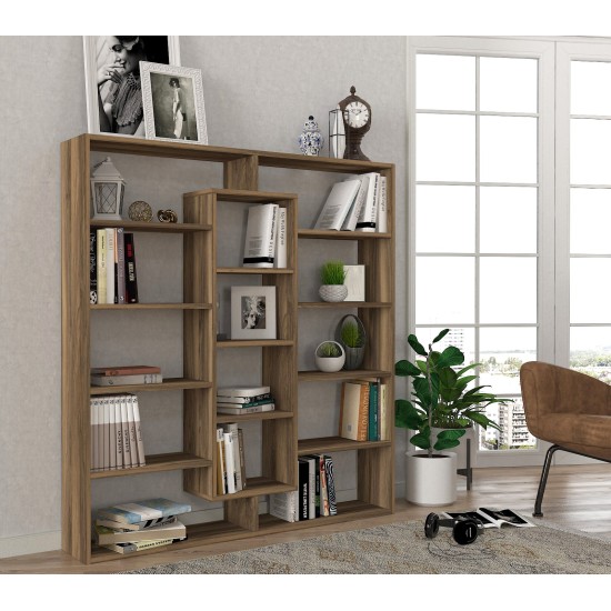 Βιβλιοθήκη - Ample - Χρώμα Καρυδί -125x22x135εκ