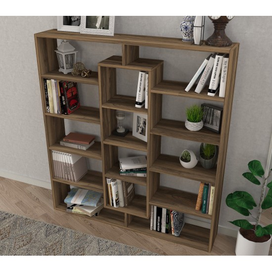 Βιβλιοθήκη - Ample - Χρώμα Καρυδί -125x22x135εκ