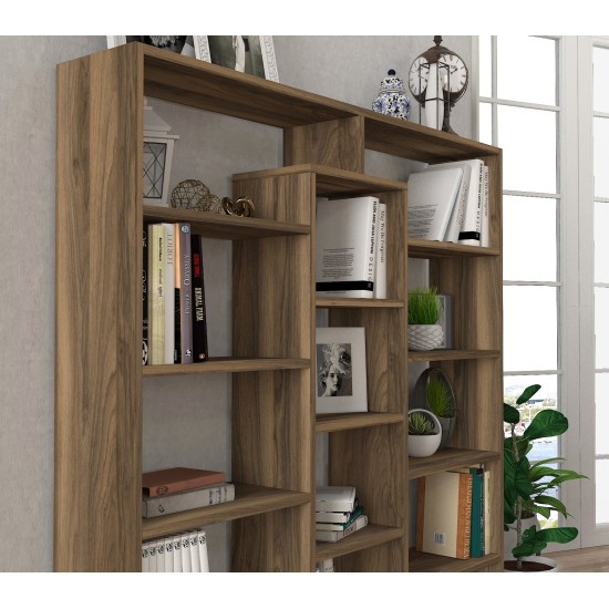 Βιβλιοθήκη - Ample - Χρώμα Καρυδί -125x22x135εκ