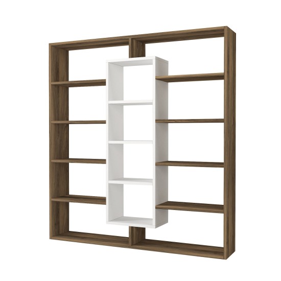 Βιβλιοθήκη - Ample - Χρώμα Λευκό & Καρυδί - 125x22x136εκ Βιβλιοθήκη - Ample - Χρώμα Λευκό & Καρυδί - 125x22x136εκ