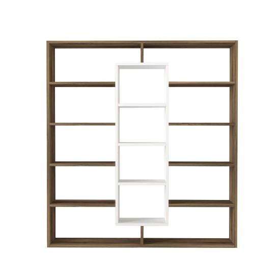 Βιβλιοθήκη - Ample - Χρώμα Λευκό & Καρυδί - 125x22x136εκ Βιβλιοθήκη - Ample - Χρώμα Λευκό & Καρυδί - 125x22x136εκ