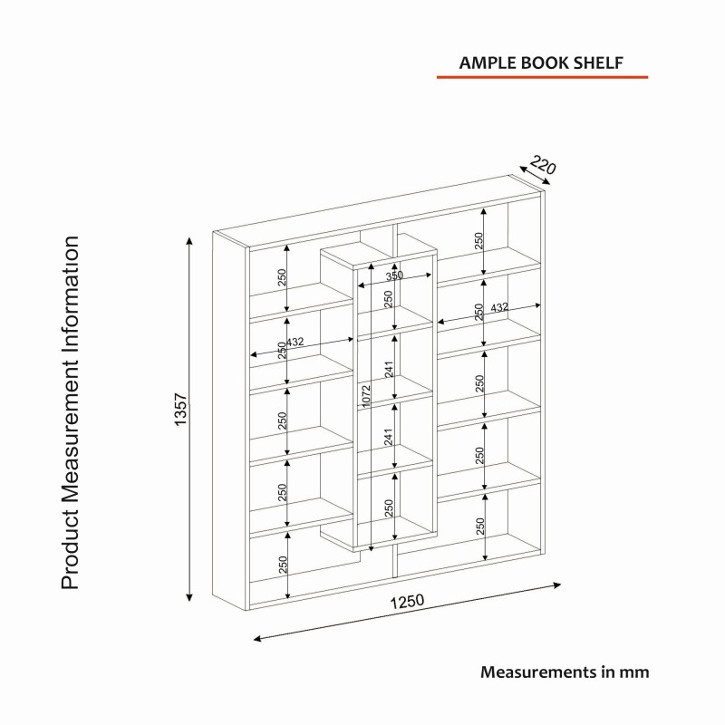 Βιβλιοθήκη - Ample - Χρώμα Λευκό & Καρυδί - 125x22x136εκ