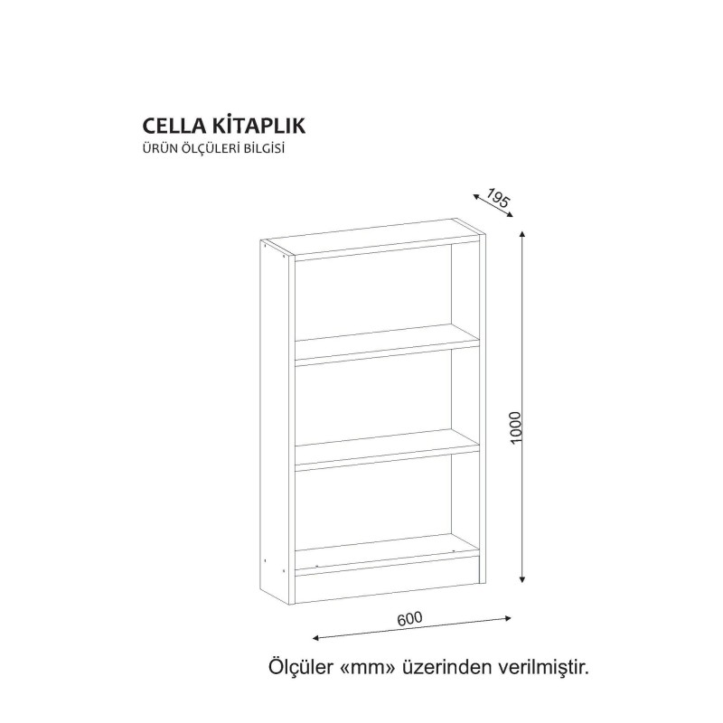 Βιβλιοθήκη - Cella - Χρώμα  Λευκό  - 60x20x100εκ