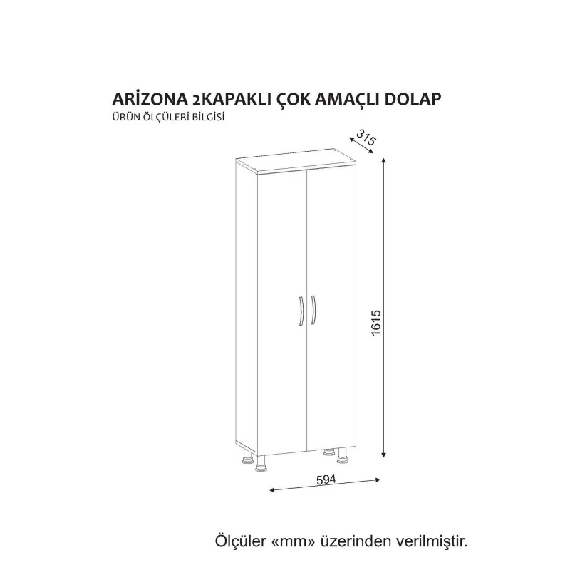 Ντουλάπι Μπάνιου - Κουζίνας Arizona - Χρώμα Λευκό -59,4x31x161.5εκ