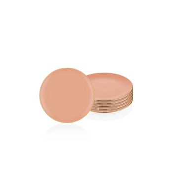 Ceramic Dessert Plate Set (6 Pieces) BSC0015 Salmon