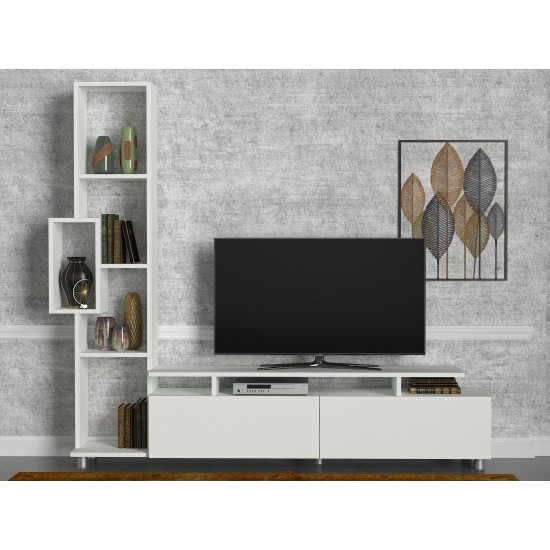 Σύνθεση Τηλεόρασης - Tulip - Χρώμα Λευκό - 160x29.5x166.7εκ Σύνθεση Τηλεόρασης - Tulip - Χρώμα Λευκό - 160x29.5x166.7εκ