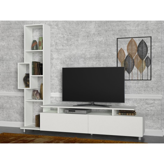 Σύνθεση Τηλεόρασης - Tulip - Χρώμα Λευκό - 160x29.5x166.7εκ Σύνθεση Τηλεόρασης - Tulip - Χρώμα Λευκό - 160x29.5x166.7εκ