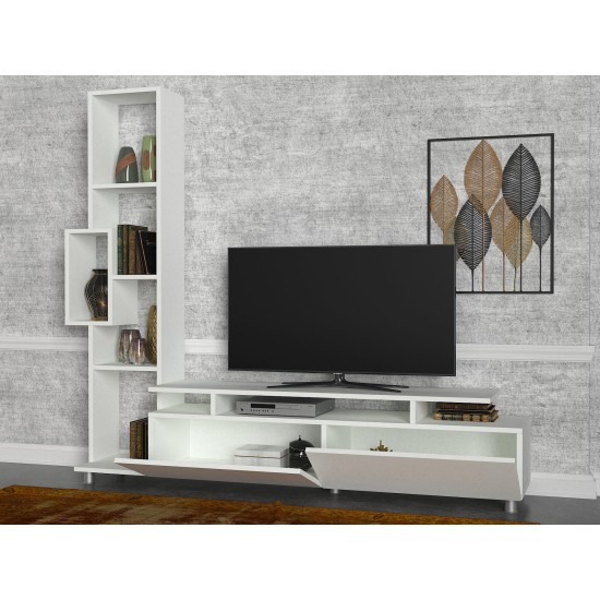 Σύνθεση Τηλεόρασης - Tulip - Χρώμα Λευκό - 160x29.5x166.7εκ Σύνθεση Τηλεόρασης - Tulip - Χρώμα Λευκό - 160x29.5x166.7εκ