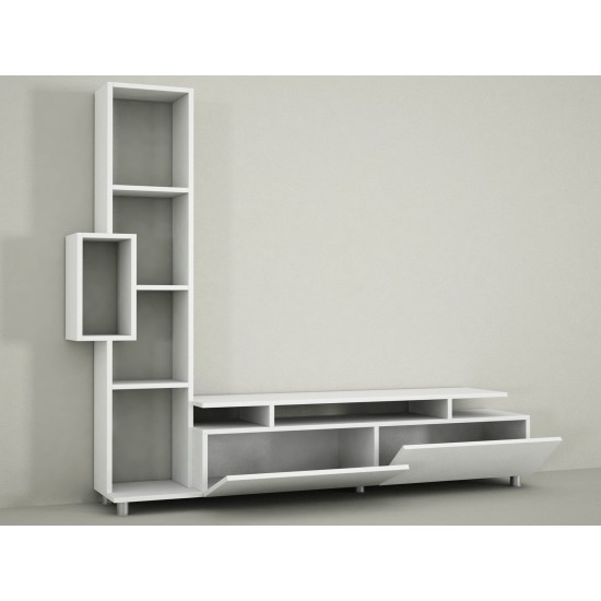 Σύνθεση Τηλεόρασης - Tulip - Χρώμα Λευκό - 160x29.5x166.7εκ Σύνθεση Τηλεόρασης - Tulip - Χρώμα Λευκό - 160x29.5x166.7εκ