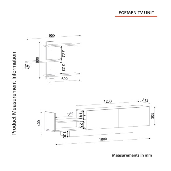 TV Unit Egemen - White White TV Unit Egemen - White White