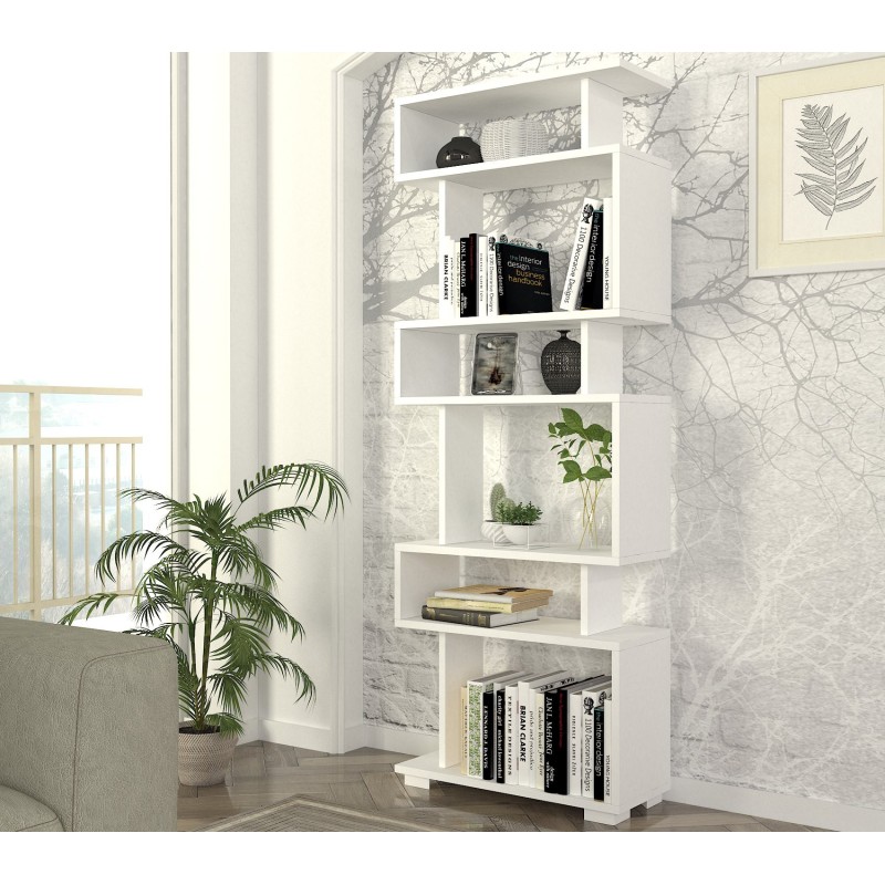 Βιβλιοθήκη - Blok - Χρώμα Λευκό - 60x20x165εκ