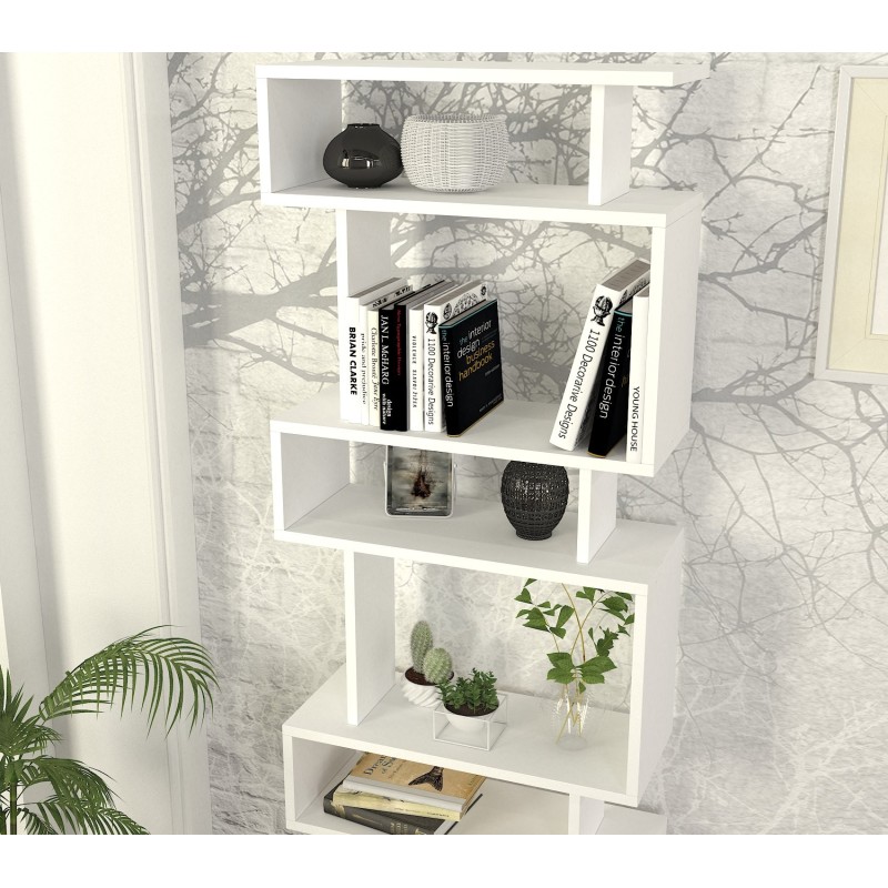 Βιβλιοθήκη - Blok - Χρώμα Λευκό - 60x20x165εκ