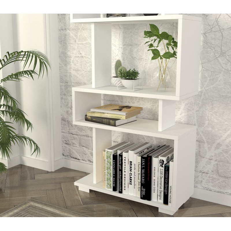 Βιβλιοθήκη - Blok - Χρώμα Λευκό - 60x20x165εκ