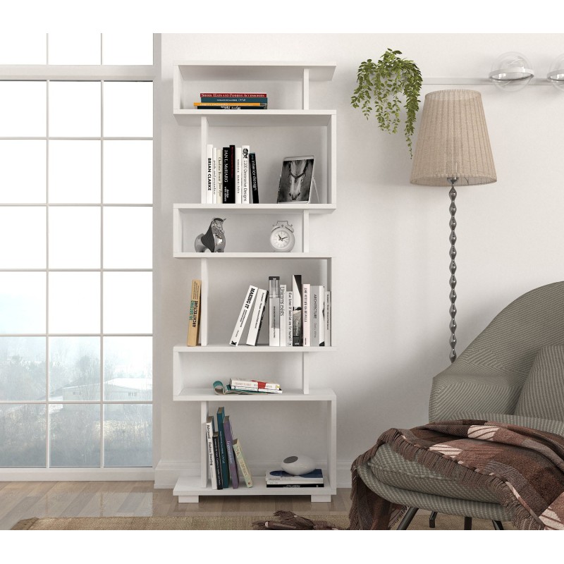 Βιβλιοθήκη - Blok - Χρώμα Λευκό - 60x20x165εκ