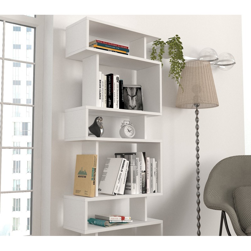 Βιβλιοθήκη - Blok - Χρώμα Λευκό - 60x20x165εκ