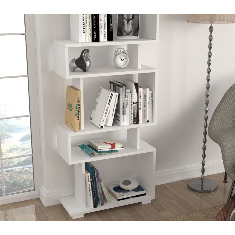 Βιβλιοθήκη - Blok - Χρώμα Λευκό - 60x20x165εκ