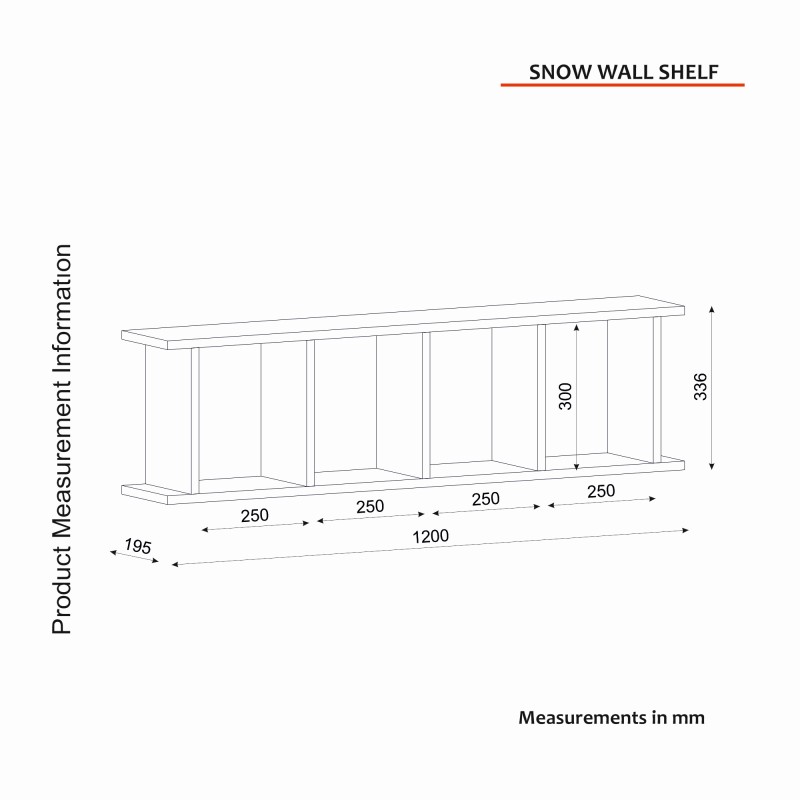 Ραφιέρα Τοίχου - Snow - Χρώμα Λευκό - 120x20x34εκ