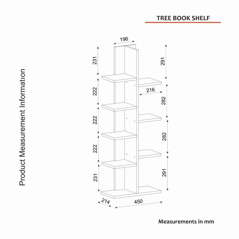 Βιβλιοθήκη - Tree - Χρώμα Λευκό - 45x22x121εκ