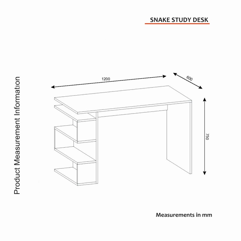 Study Desk Snake - White White