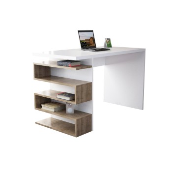 Study Desk Snake - White, Walnut White
Walnut
