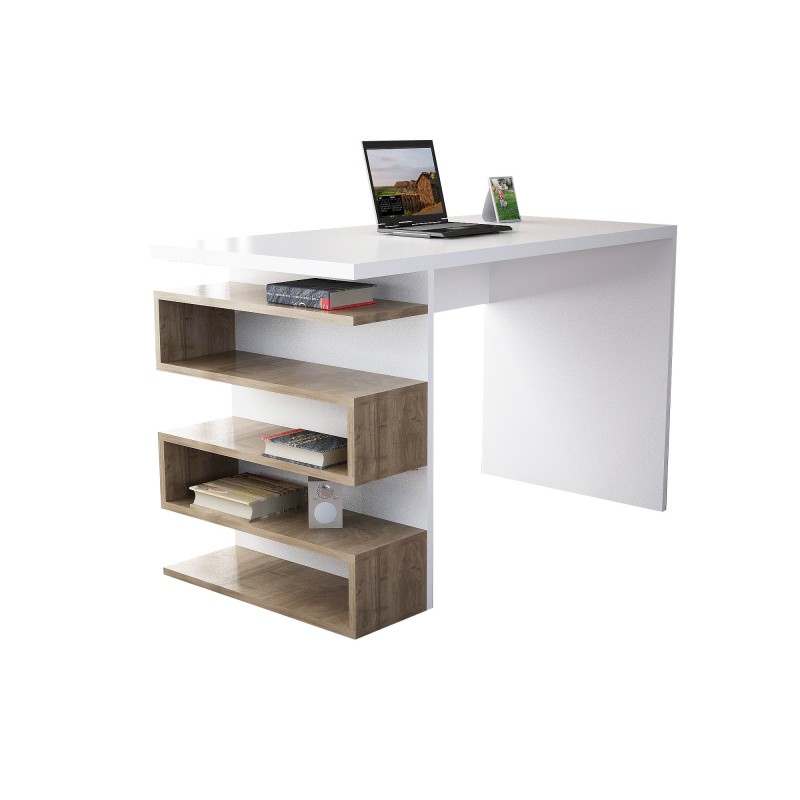 Study Desk Snake - White, Walnut White
Walnut