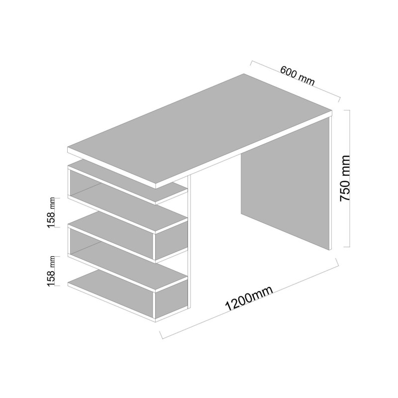 Study Desk Snake - White, Walnut White
Walnut