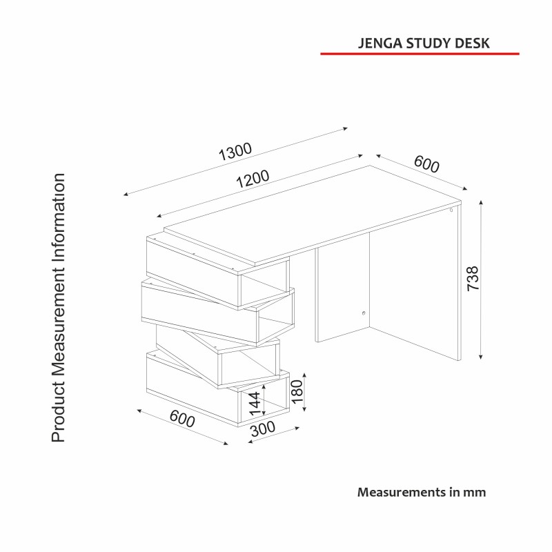 Study Desk Jenga - White, Walnut White
Walnut