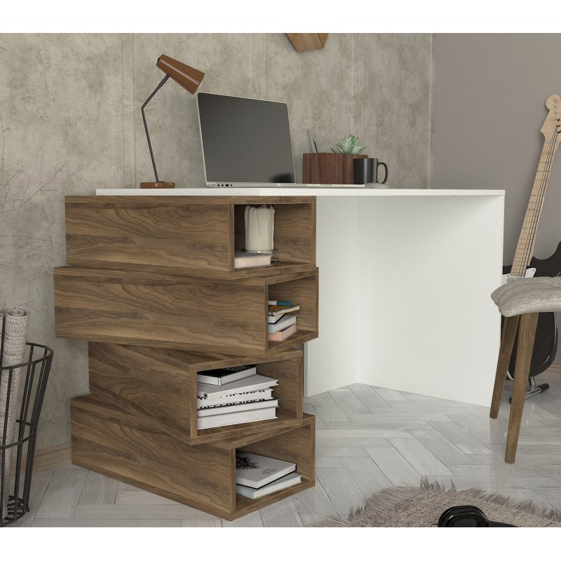 Study Desk Jenga - White, Walnut White
Walnut