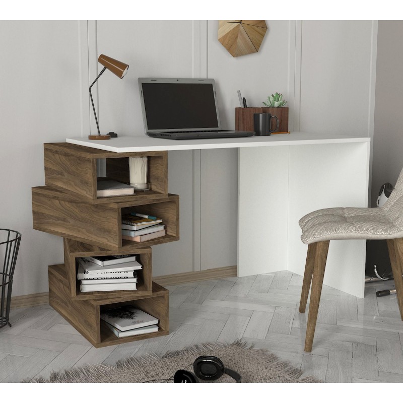 Study Desk Jenga - White, Walnut White
Walnut