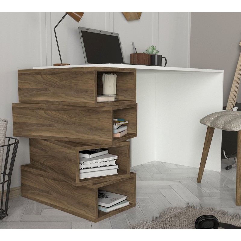Study Desk Jenga - White, Walnut White
Walnut