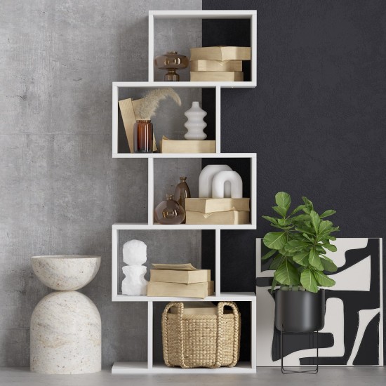 Βιβλιοθήκη Meric - Χρώμα Λευκό - 60x90x150εκ