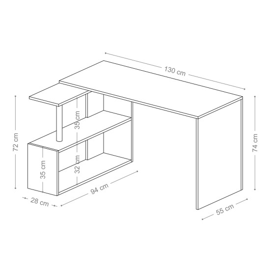 Hanah Home Study Desk Gelincik - White White