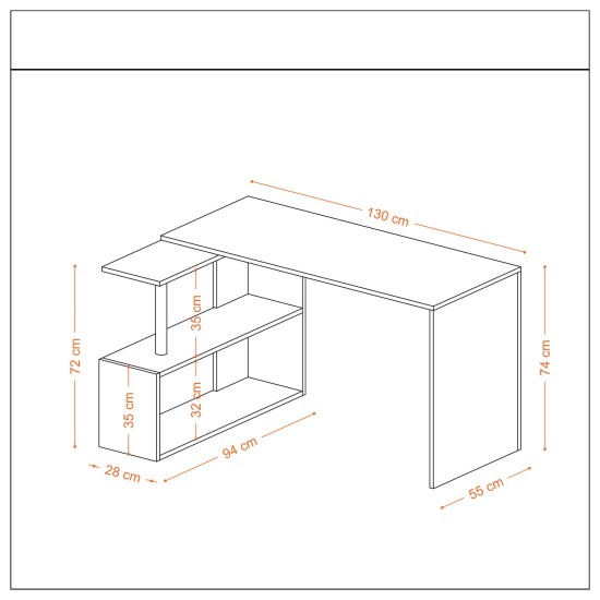 Hanah Home Study Desk Gelincik - White White