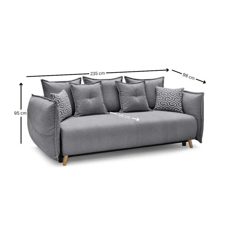 3-Seat Sofa-Bed Puffy - Grey Grey