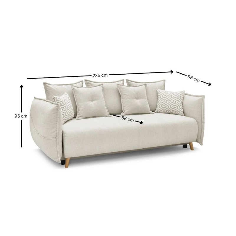 3-Seat Sofa-Bed Puffy - Cream Cream