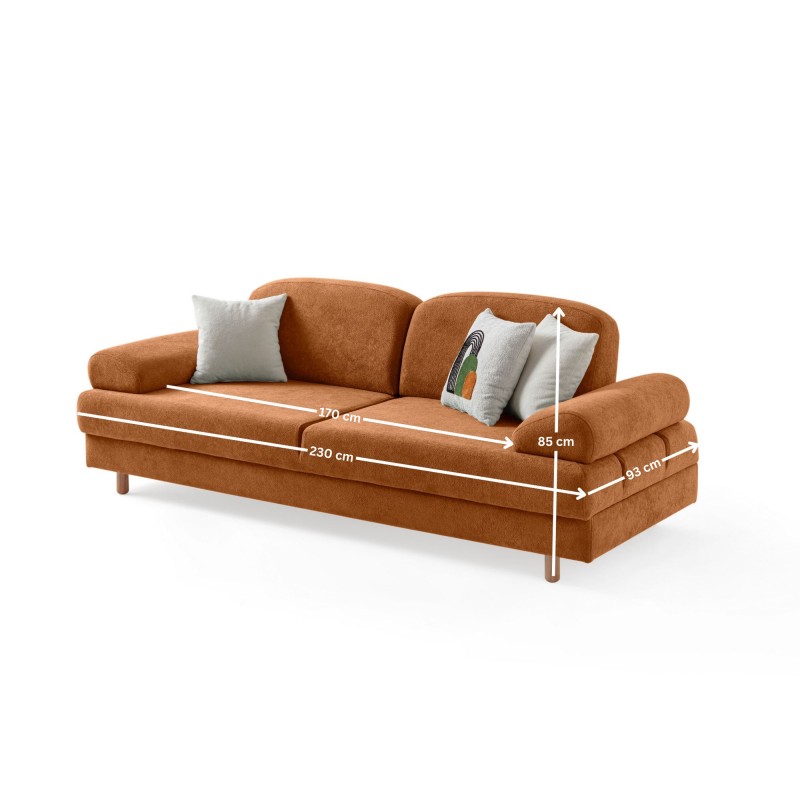 3-Seat Sofa-Bed Aries - Tile Red Tile Red