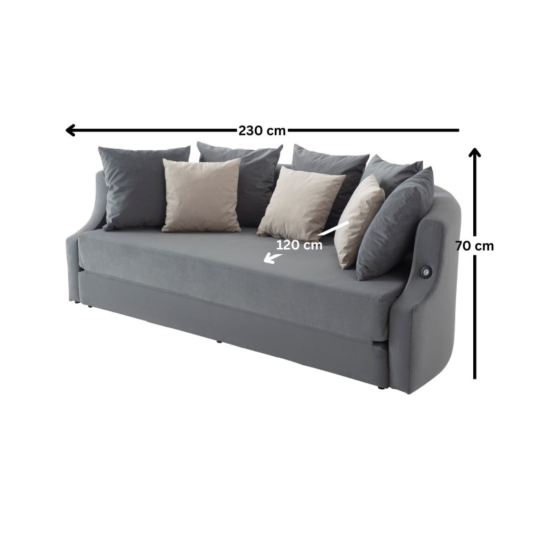 3-Seat Sofa-Bed Letto - Anthracite Anthracite