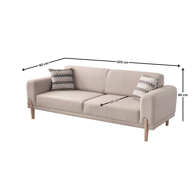 3-Seat Sofa-Bed Mocha - Cream Cream