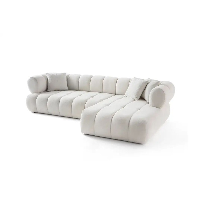 Γωνιακός Καναπές Δεξιά Γωνία - Petra - Χρώμα Λευκό - 280-170x90x70εκ