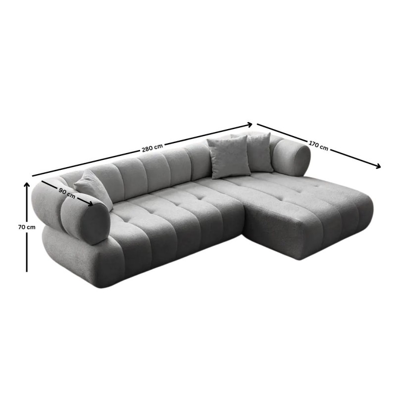 Corner Sofa Petra Right - Grey Grey
