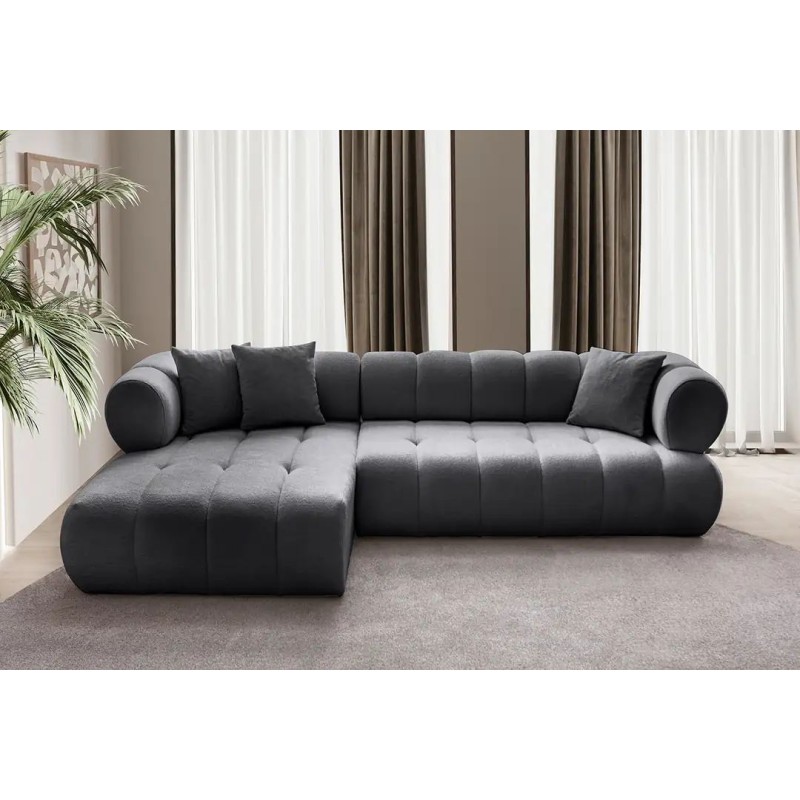 Γωνιακός Καναπές Αριστερή Γωνία - Petra - Χρώμα Σκούρο Γκρι - 280-170x90x70εκ