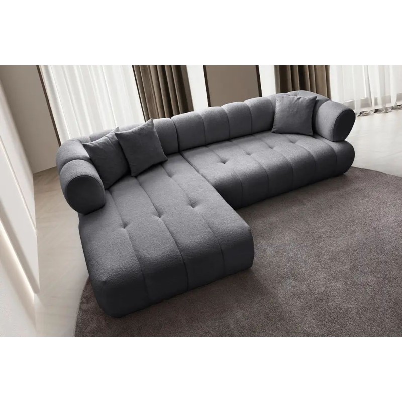 Γωνιακός Καναπές Αριστερή Γωνία - Petra - Χρώμα Σκούρο Γκρι - 280-170x90x70εκ