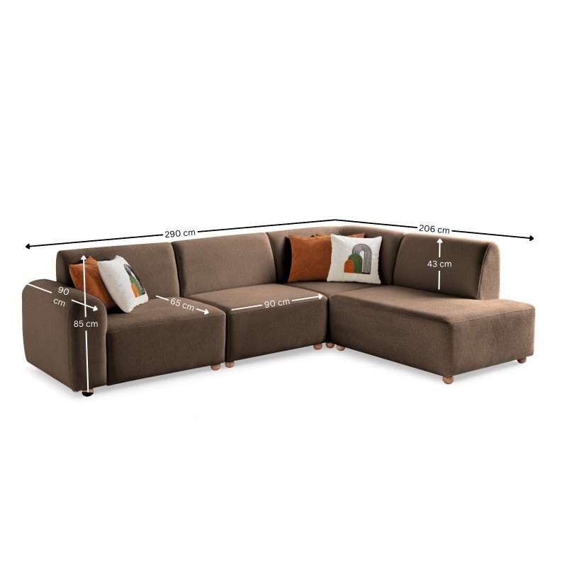 Corner Sofa S-Loft Right - Brown Brown