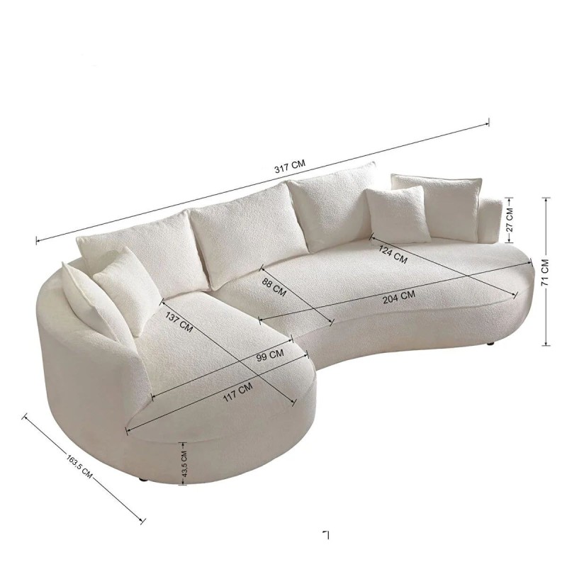 Corner Sofa Venedik Left - White White