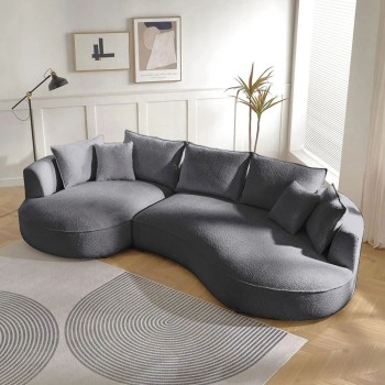 Γωνιακός Καναπές Αριστερή Γωνία - Venedik - Χρώμα Σκούρο Γκρι - 317x163,5x71εκ