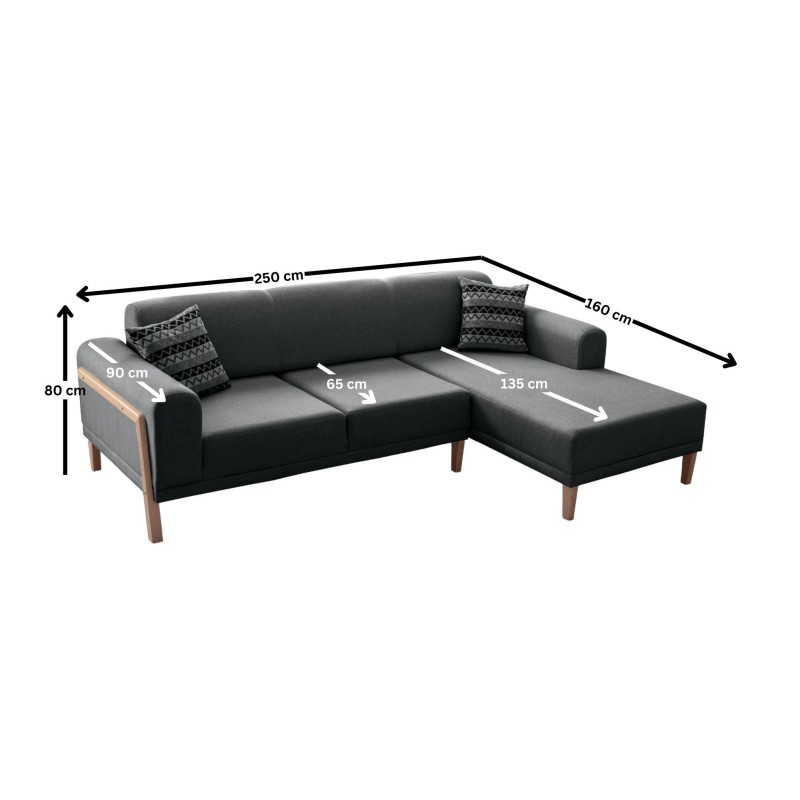 Corner Sofa Latte Relax Right - Anthracite Anthracite