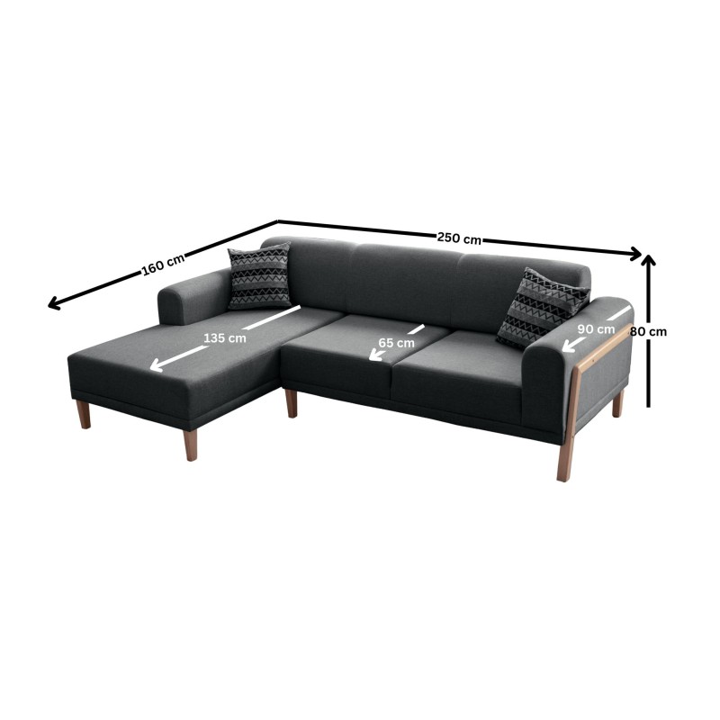 Corner Sofa Latte Relax Left - Anthracite Anthracite