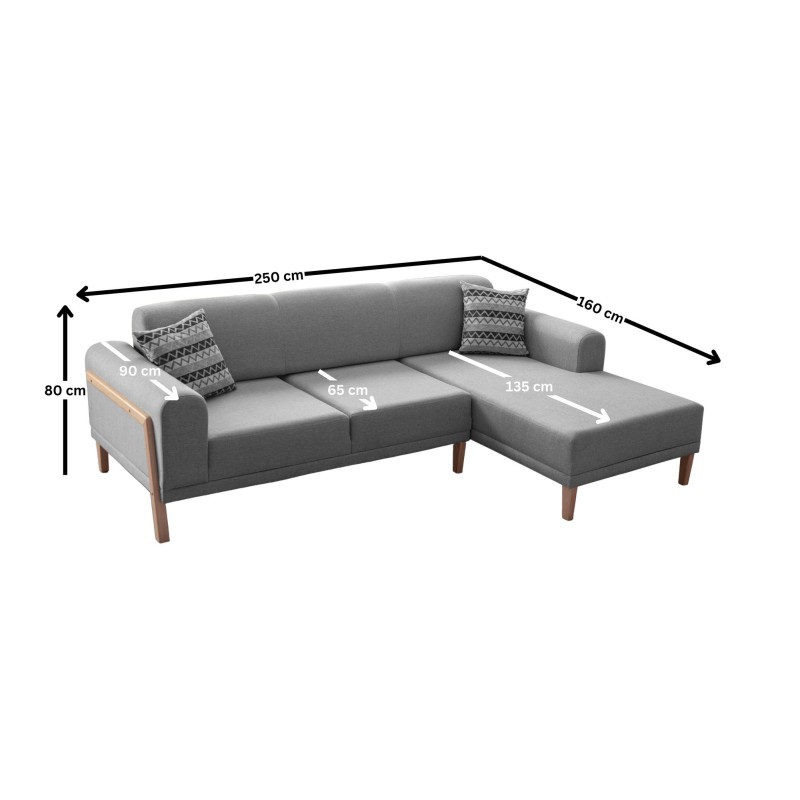 Corner Sofa Latte Relax Right - Grey Grey