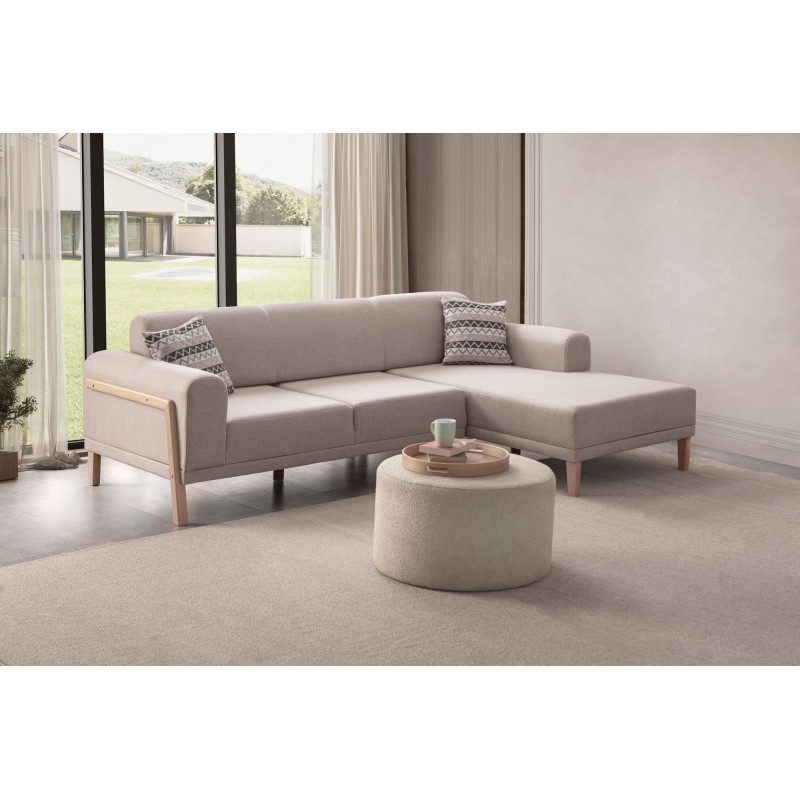 Corner Sofa Latte Relax Right - Cream Cream