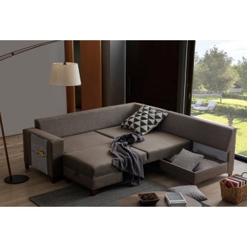 Corner Sofa-Bed Loft - Brown Brown